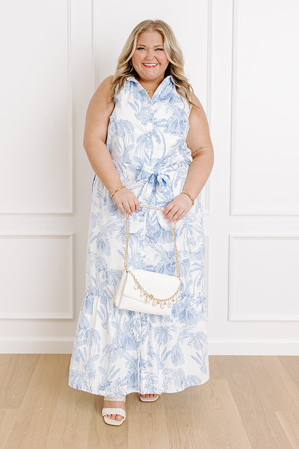 Sky Blue Curves Margot Floral Maxi Dress in Blue