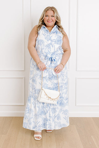 Sky Blue Curves Margot Floral Maxi Dress in Blue