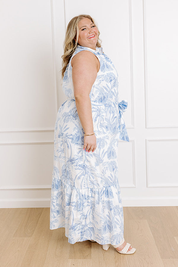 Sky Blue Curves Margot Floral Maxi Dress in Blue