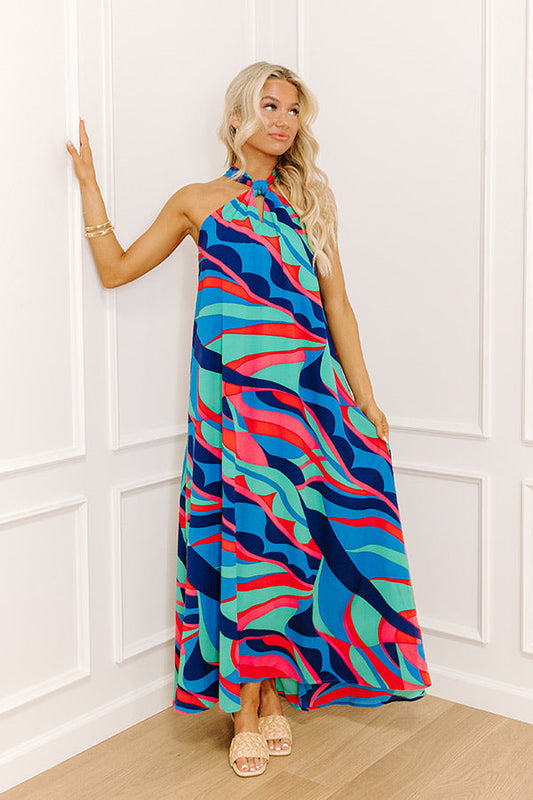 ocean-blue Margot Enchanted Maxi Dress