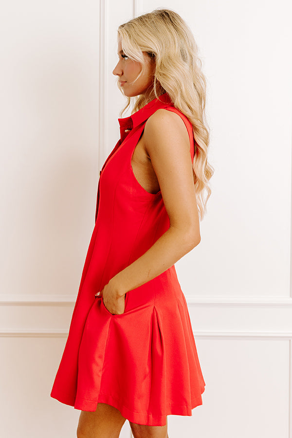 red Madison Button-Down Mini Dress