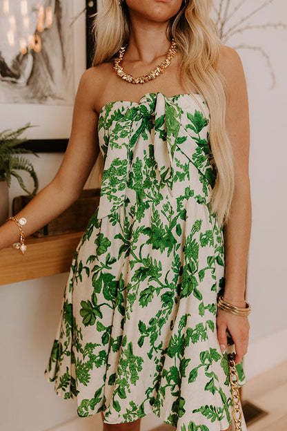 green Iris Floral Mini Dress
