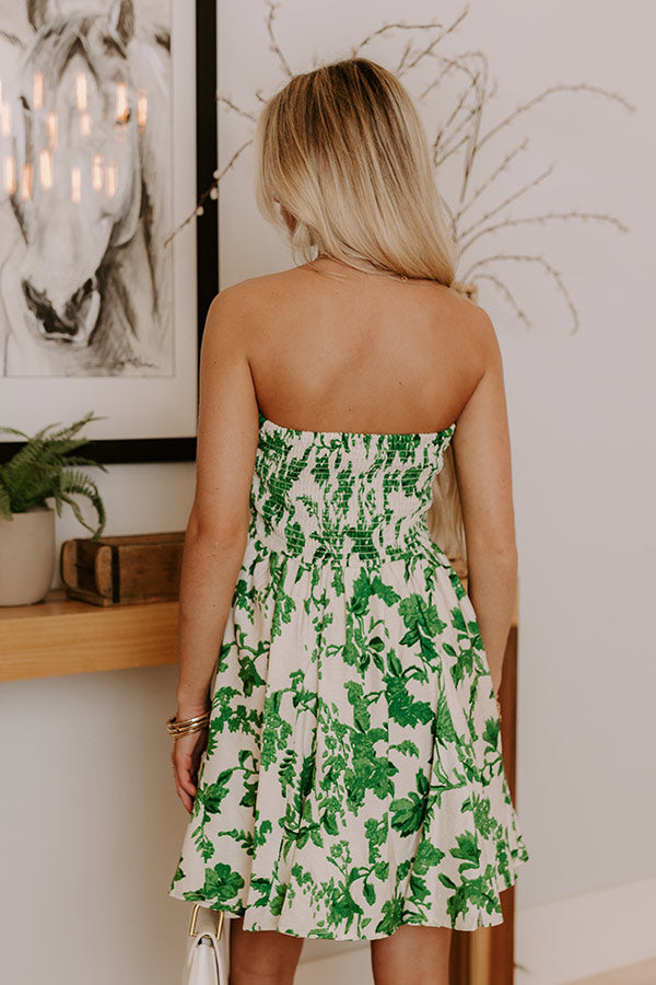 green Iris Floral Mini Dress