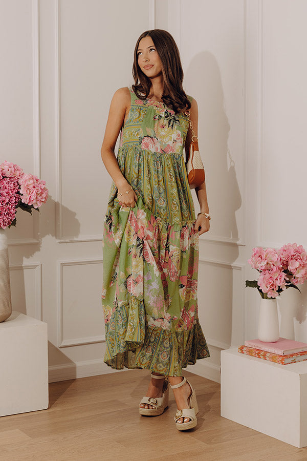 sage Arabella Tiered Maxi Dress in Sage