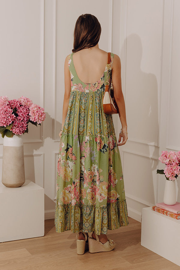 sage Arabella Tiered Maxi Dress in Sage