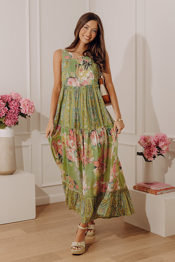 sage Arabella Tiered Maxi Dress in Sage