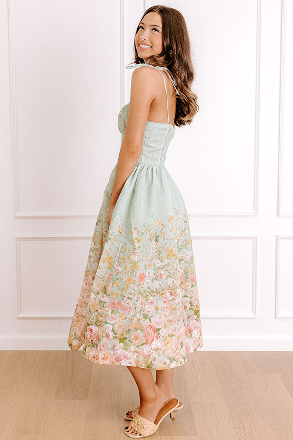 sage Margot Floral Midi Dress