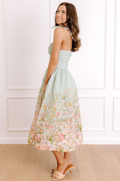 sage Margot Floral Midi Dress