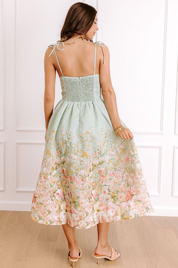 sage Margot Floral Midi Dress