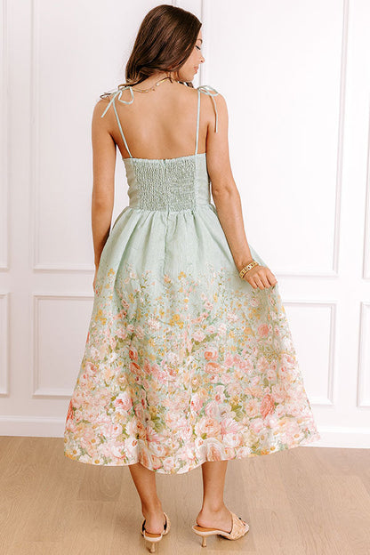 sage Margot Floral Midi Dress