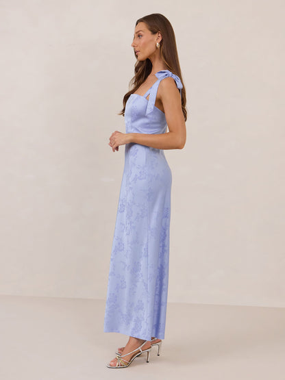 Cornflower Jacquard Dalton Jacquard Midi Dress in Cornflower