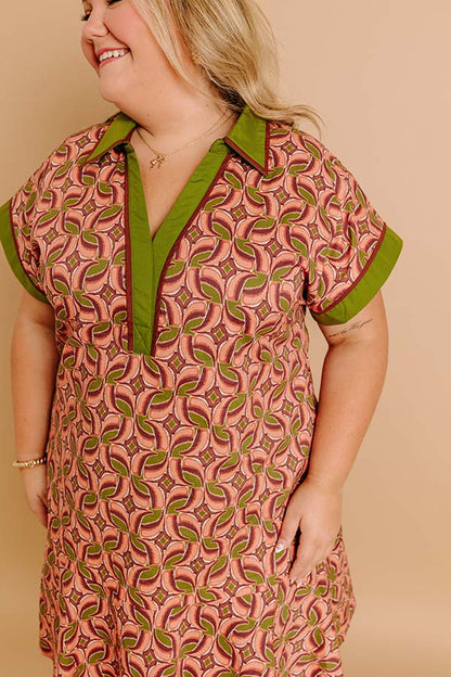 Olive Curves Isadora Silk Mini Dress in Sangria