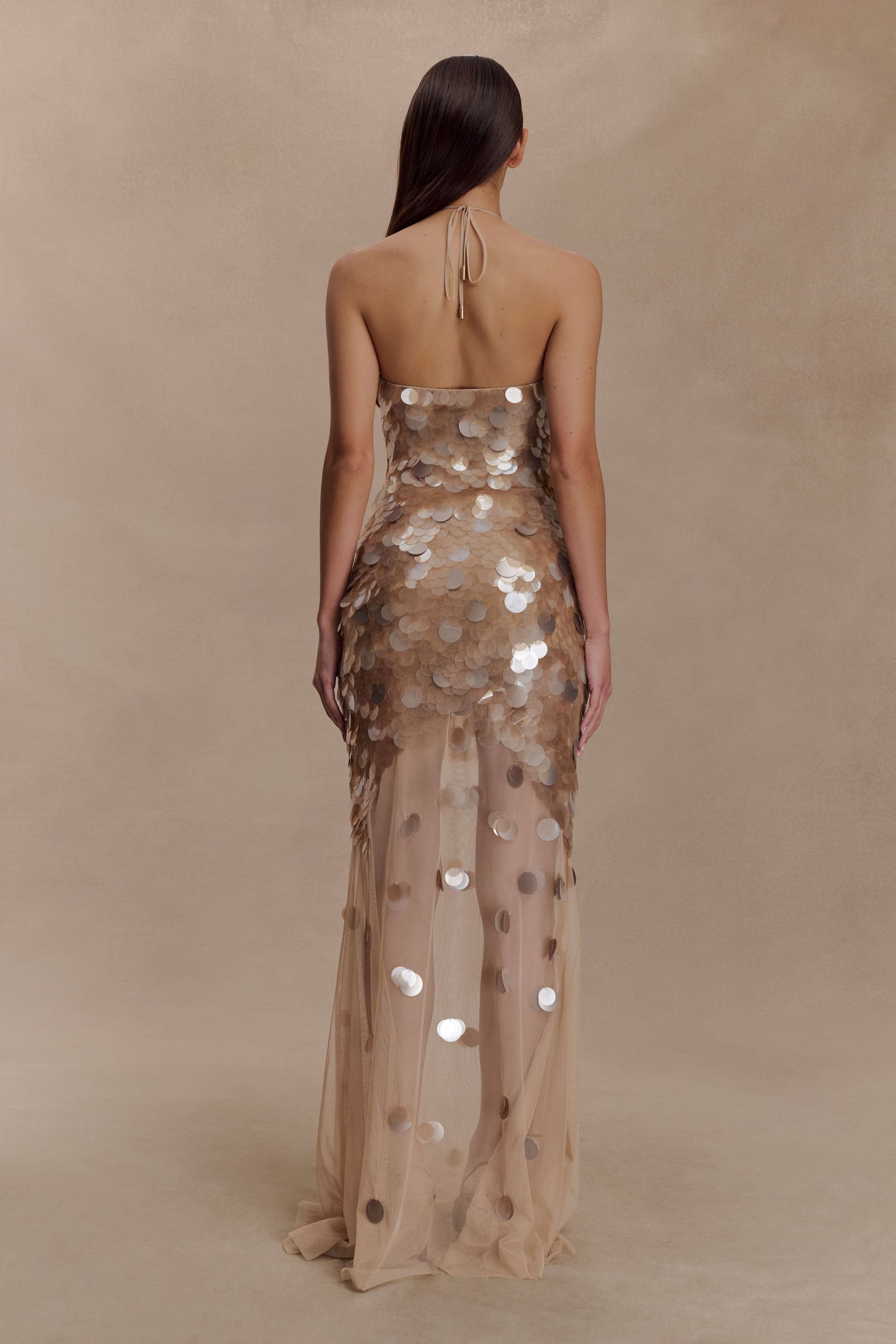 Gold Jenny Hand-Embellished Maxi Dress in Gold