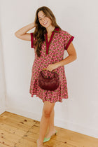 Isadora Silk Mini Dress in Sangria