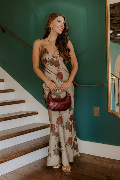 Martini Olive Arabella Satin Floral Maxi Dress
