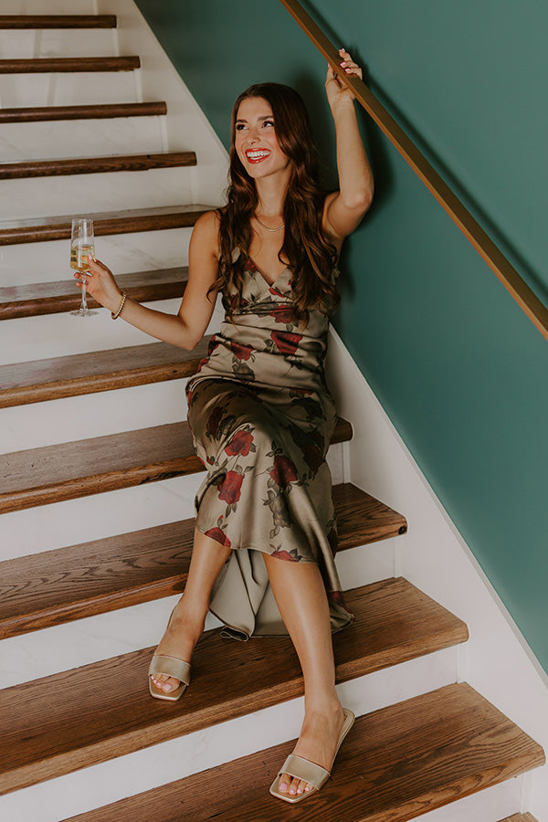 Martini Olive Arabella Satin Floral Maxi Dress