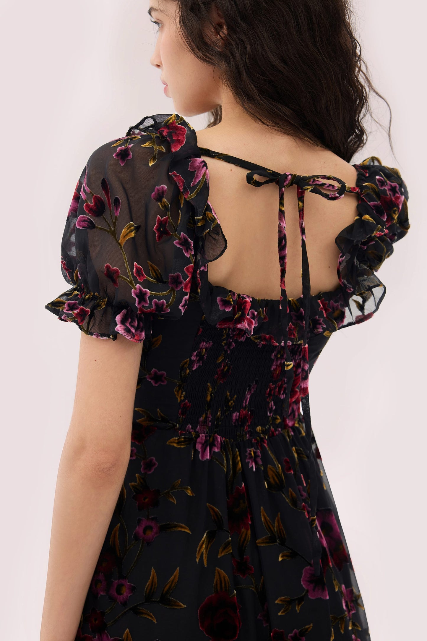 Black Juliette Burnout Velvet Midi Dress