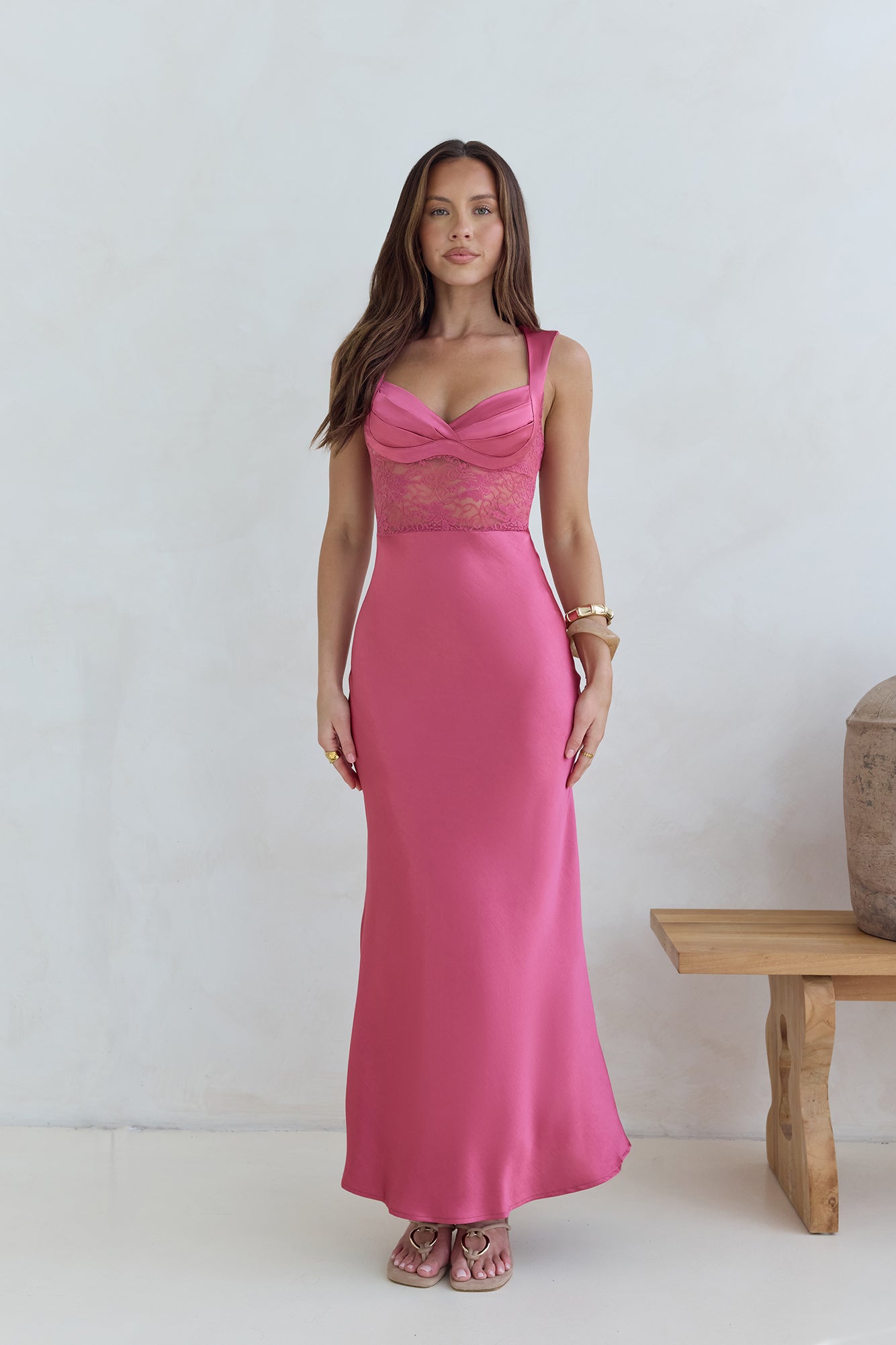 Milos Crepe Midi Dress in Rose