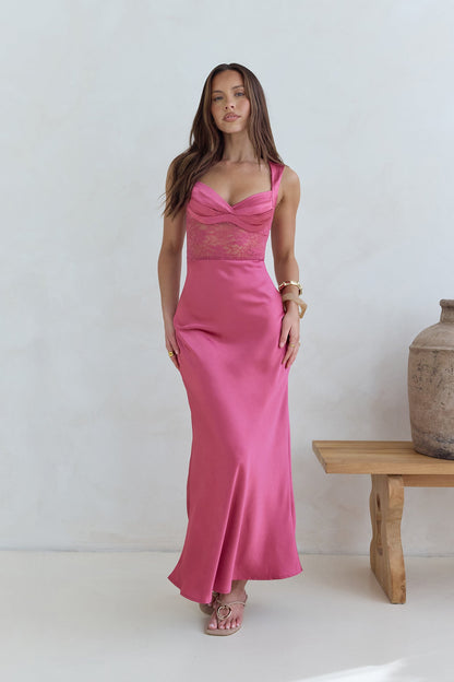 Milos Crepe Midi Dress in Rose