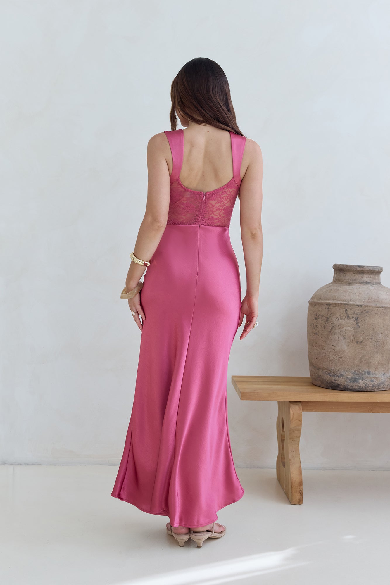 Milos Crepe Midi Dress in Rose