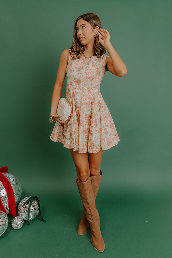 yellow Margot Floral Denim Mini Dress