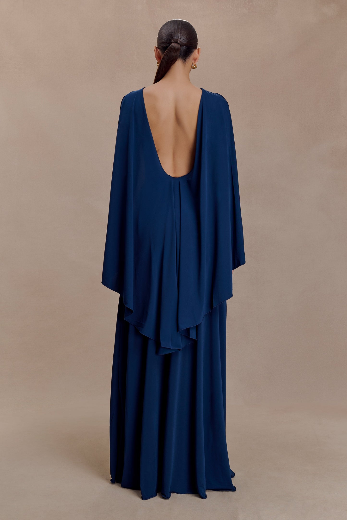 Navy Emory Jersey Cape Maxi Dress