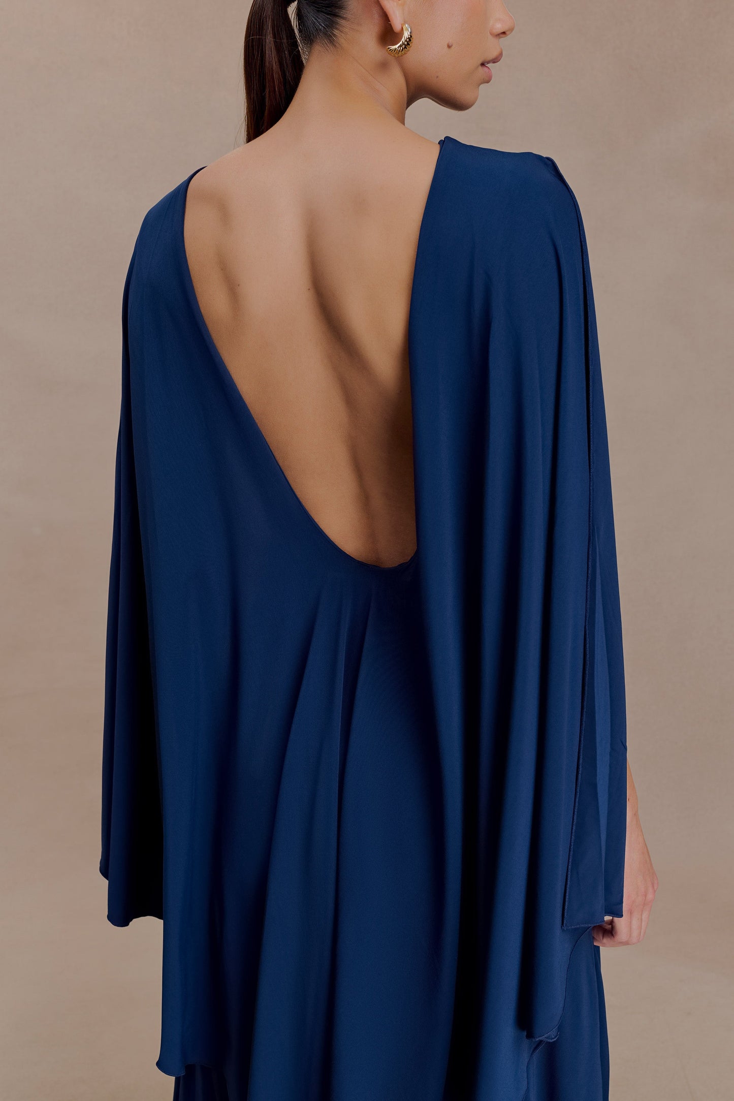 Navy Emory Jersey Cape Maxi Dress