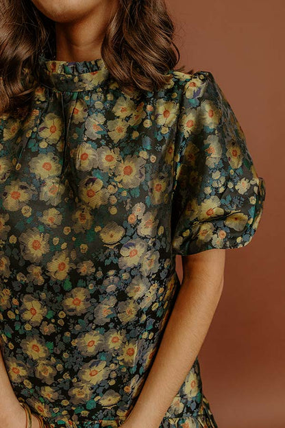 black Ophelia Floral Jacquard Mini Dress