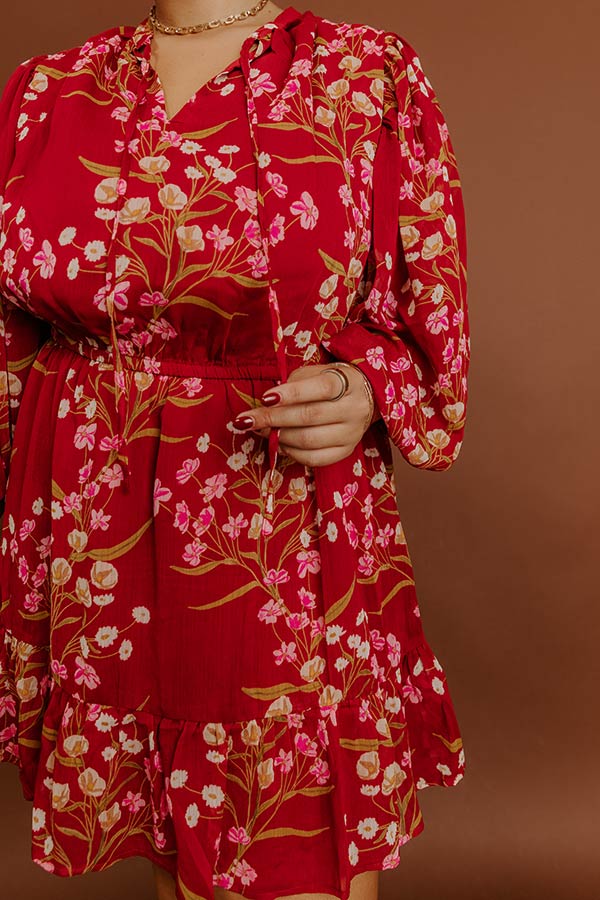 Red Curves Margot Floral Mini Dress in Red