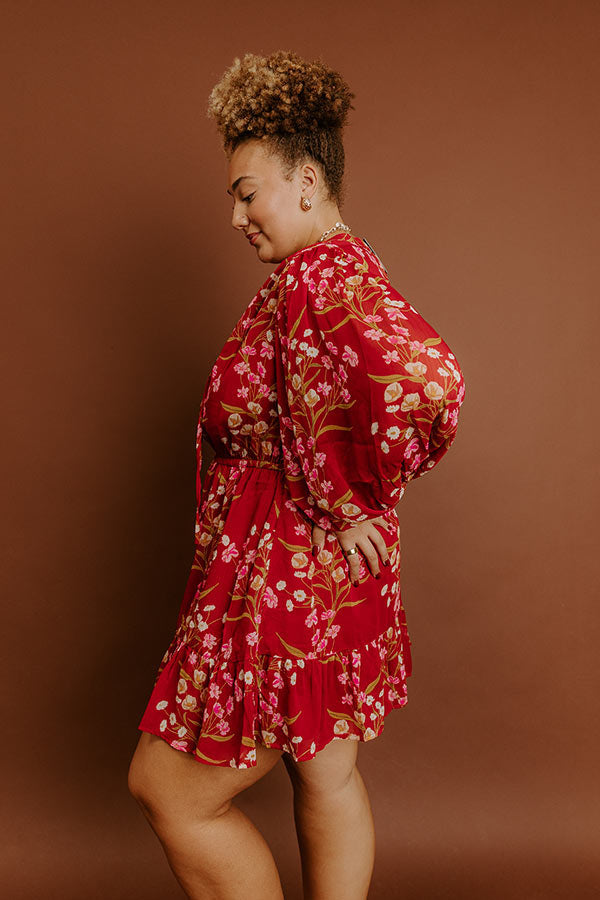 Red Curves Margot Floral Mini Dress in Red