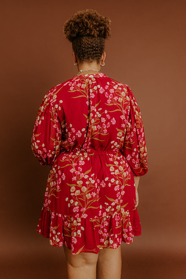 Red Curves Margot Floral Mini Dress in Red