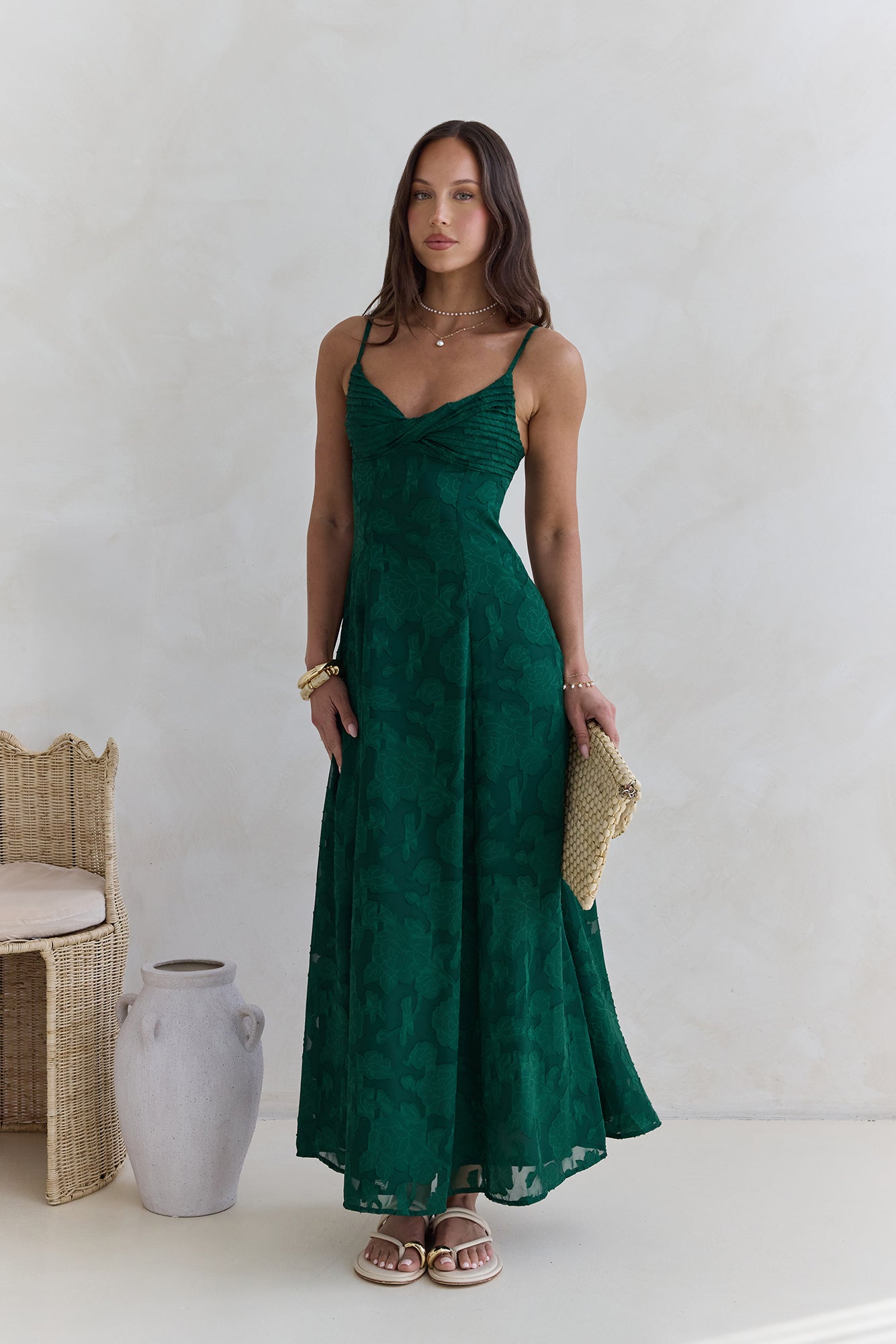 Habita Maxi Dress in Forest Green