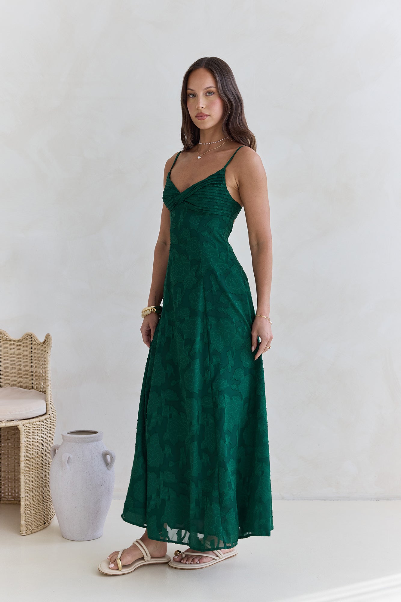 Habita Maxi Dress in Forest Green