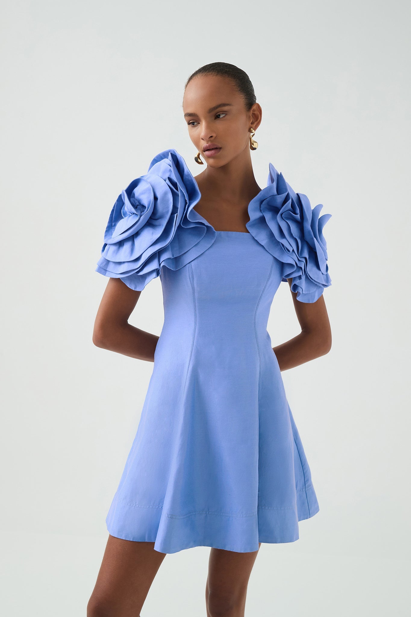 OYSTER BLUE Twyla Silk Mini Dress