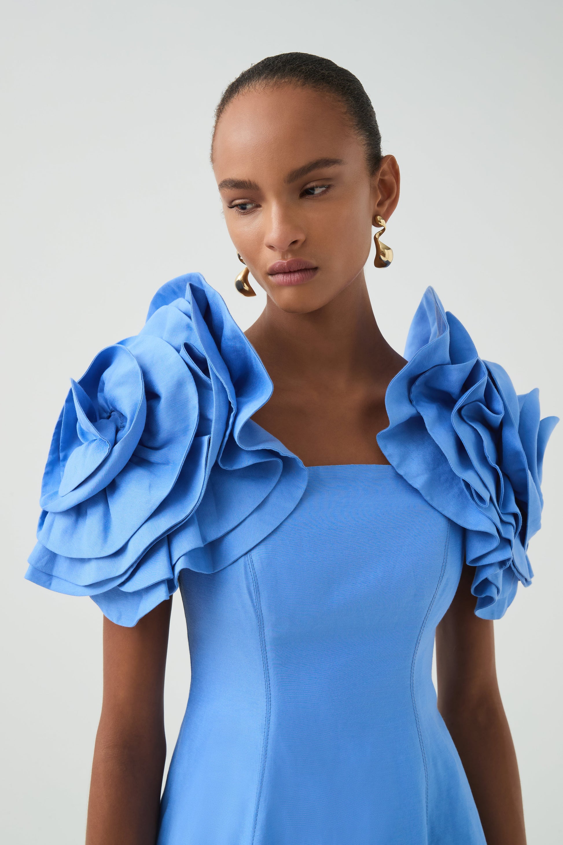 OYSTER BLUE Twyla Silk Mini Dress