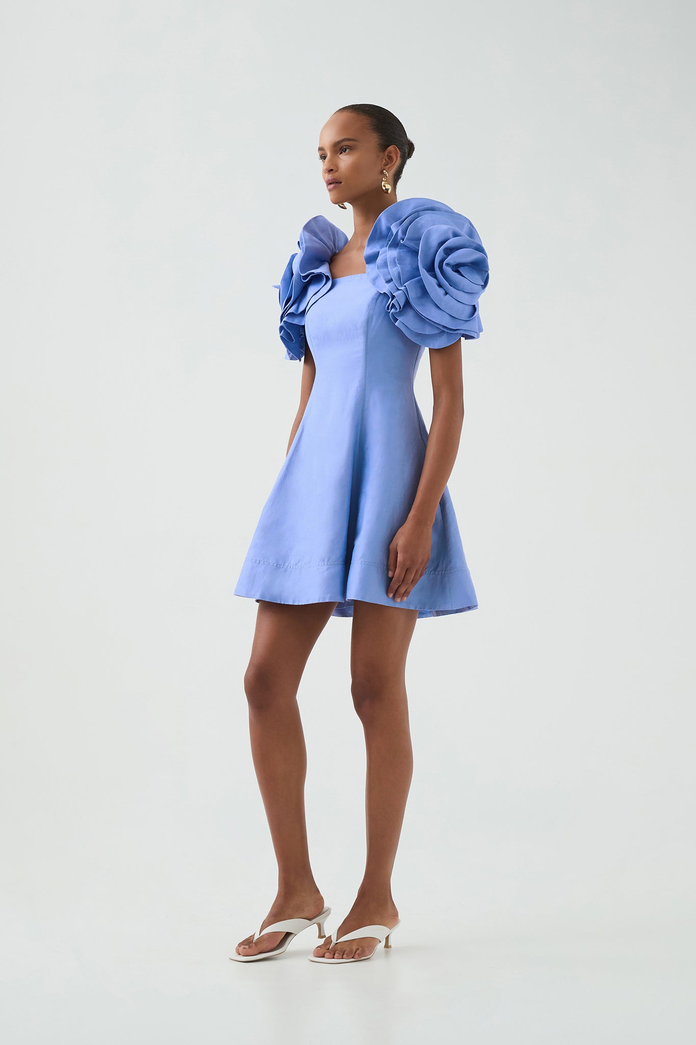 OYSTER BLUE Twyla Silk Mini Dress