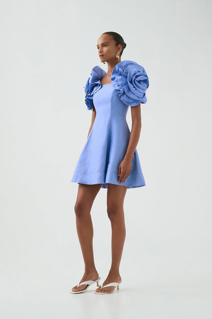 OYSTER BLUE Twyla Silk Mini Dress
