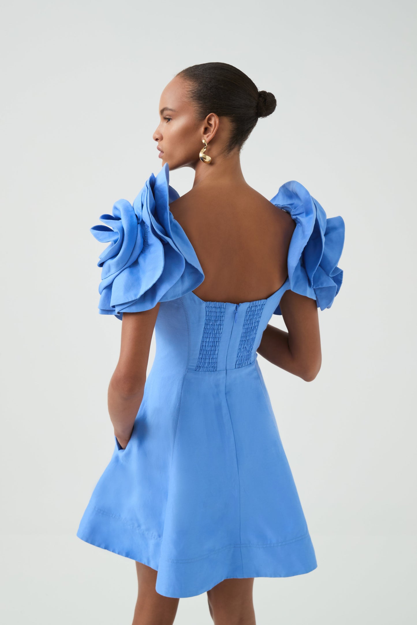 OYSTER BLUE Twyla Silk Mini Dress
