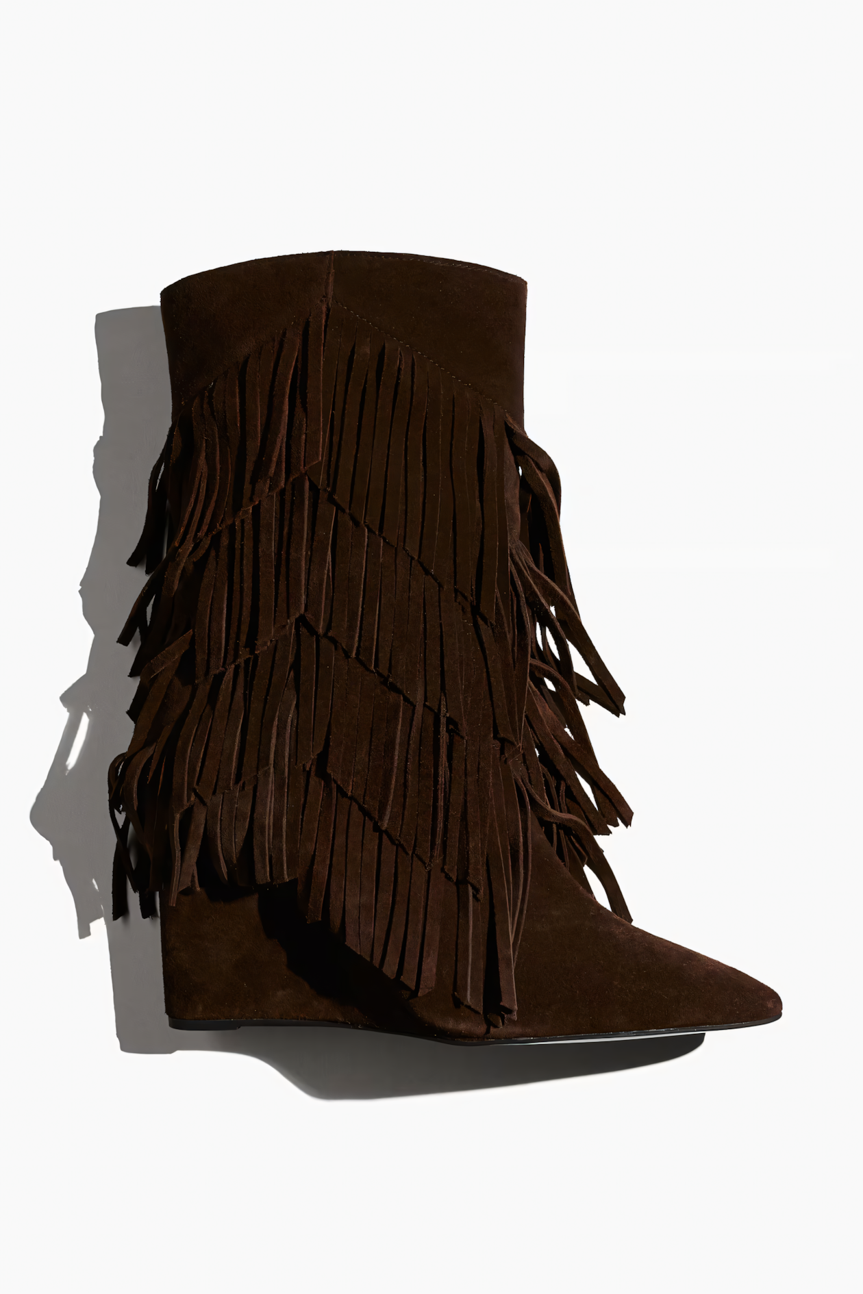 Fringe-trimmed suede boots