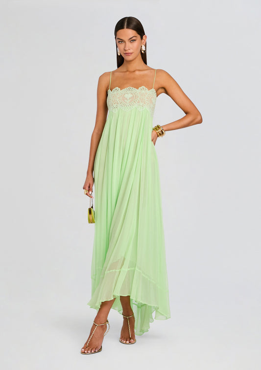 Pistachio Isadora Chiffon Midi Dress in Pistachio