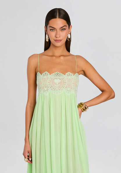Pistachio Isadora Chiffon Midi Dress in Pistachio