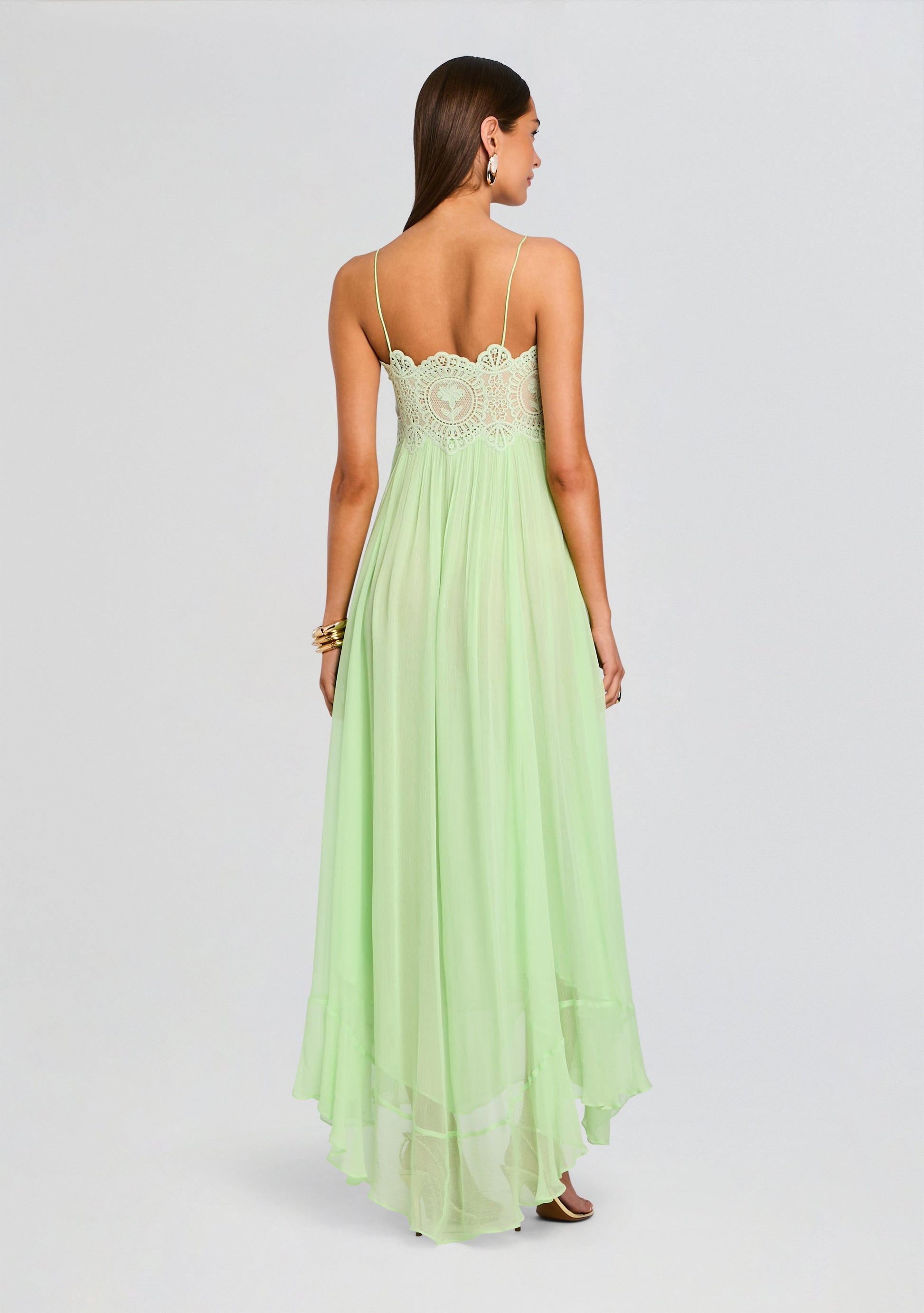 Pistachio Isadora Chiffon Midi Dress in Pistachio