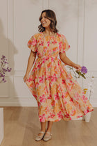 Hibiscus Floral Midi Dress
