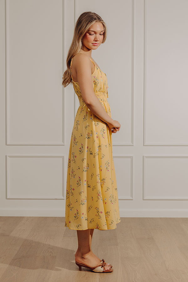 yellow Margot Floral Midi Dress