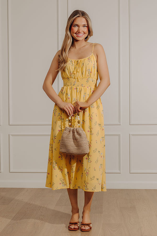 yellow Margot Floral Midi Dress