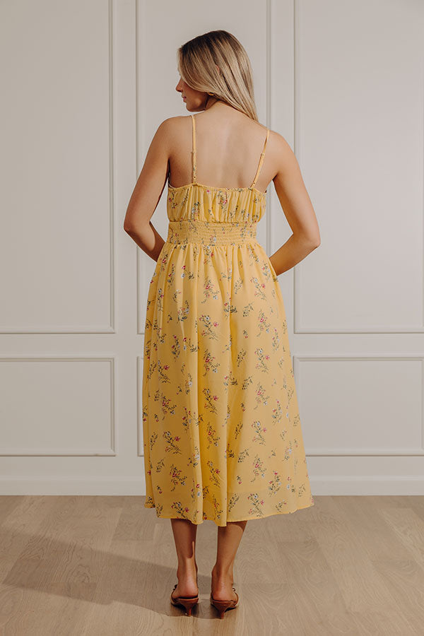 yellow Margot Floral Midi Dress