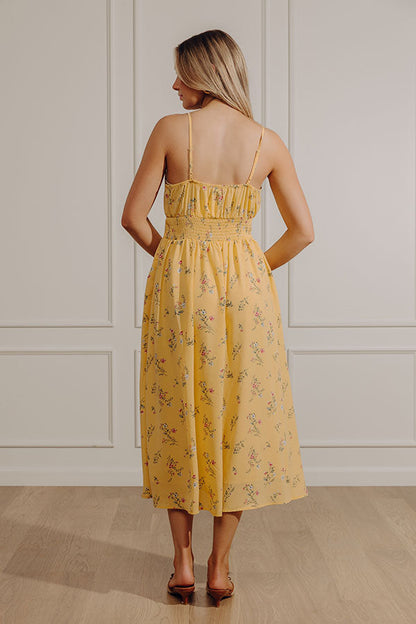 yellow Margot Floral Midi Dress