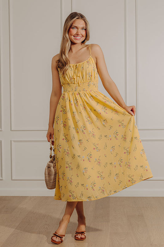 yellow Margot Floral Midi Dress