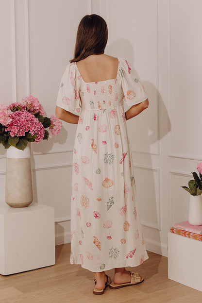 Blend Midi Dress Marina Linen-Blend Midi Dress