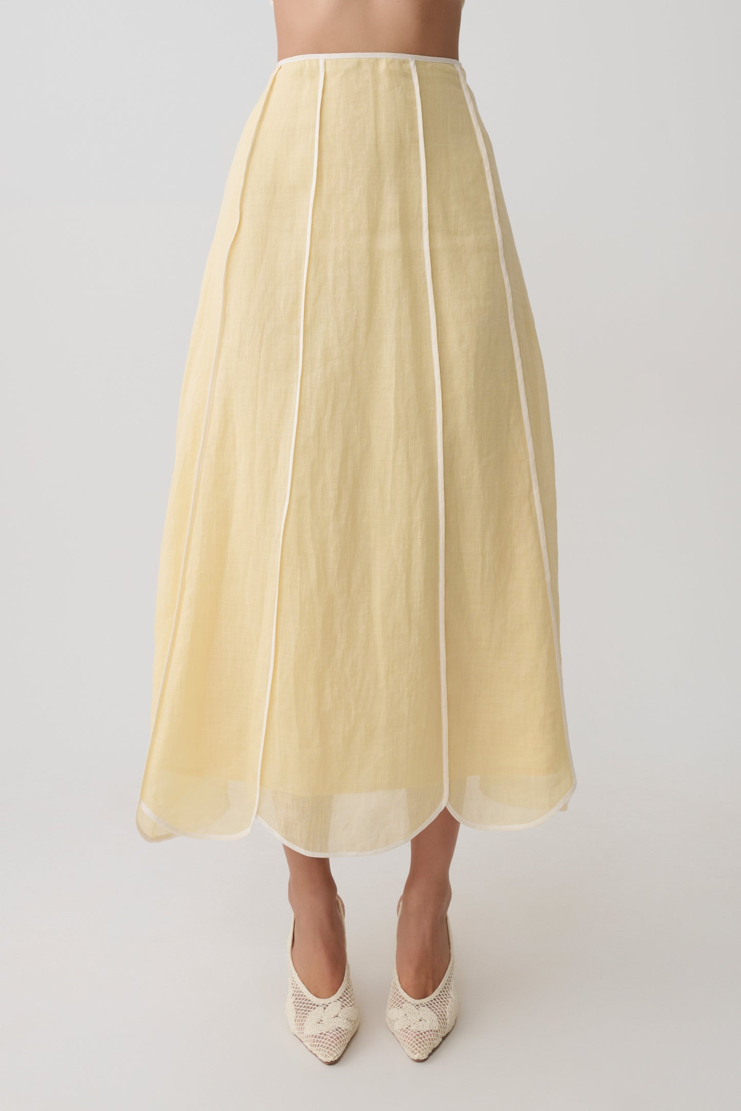 Butter Georgia Panelled Midi Dress in Butter